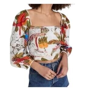 Farm Rio NEW Off White Forest Birds Blouse, Med